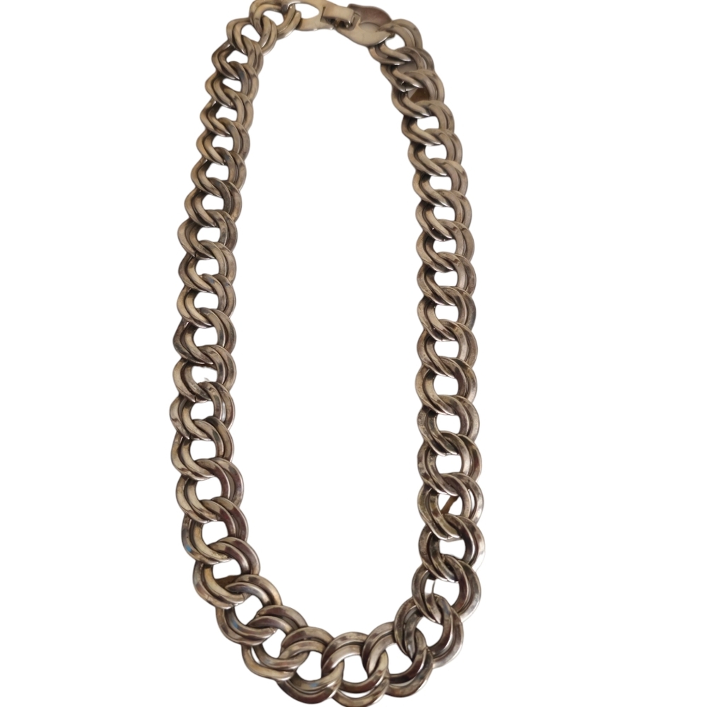🔥Silver Double Link Curb Chain Necklace
